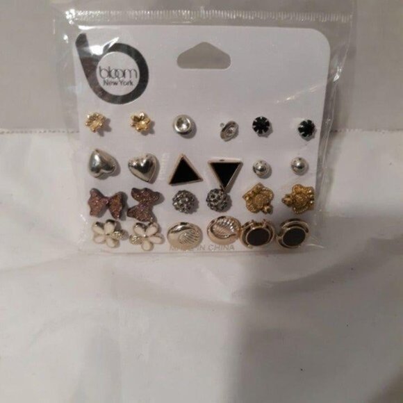 Bloom New York Women's Stud  Earrings Pack12 Pairs - Picture 2 of 3